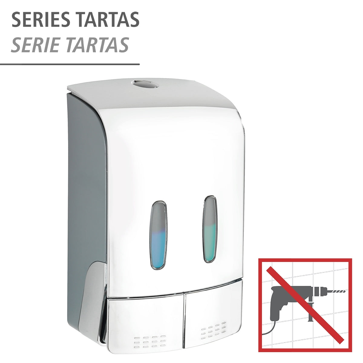 2-Chamber Disinfectant/Soap Dispenser - Tartas - Chrome