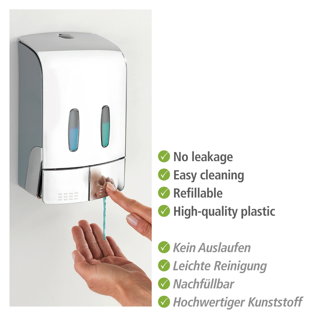 2-Chamber Disinfectant/Soap Dispenser - Tartas - Chrome