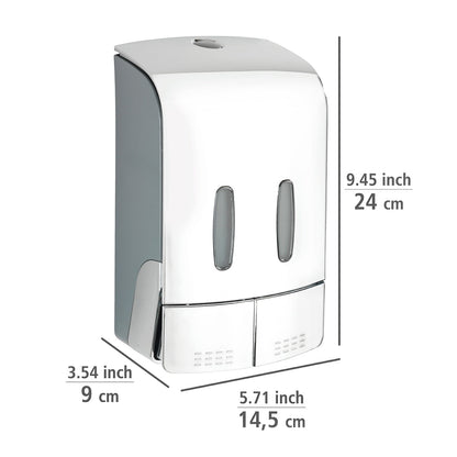 2-CHAMBER DISINFECTANT/SOAP DISPENSER - TARTAS - CHROME