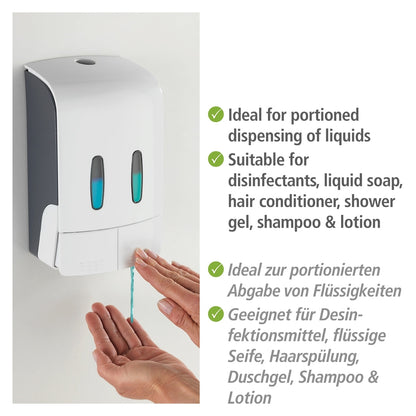 2-CHAMBER DISINFECTANT/SOAP DISPENSER - TARTAS - WHITE