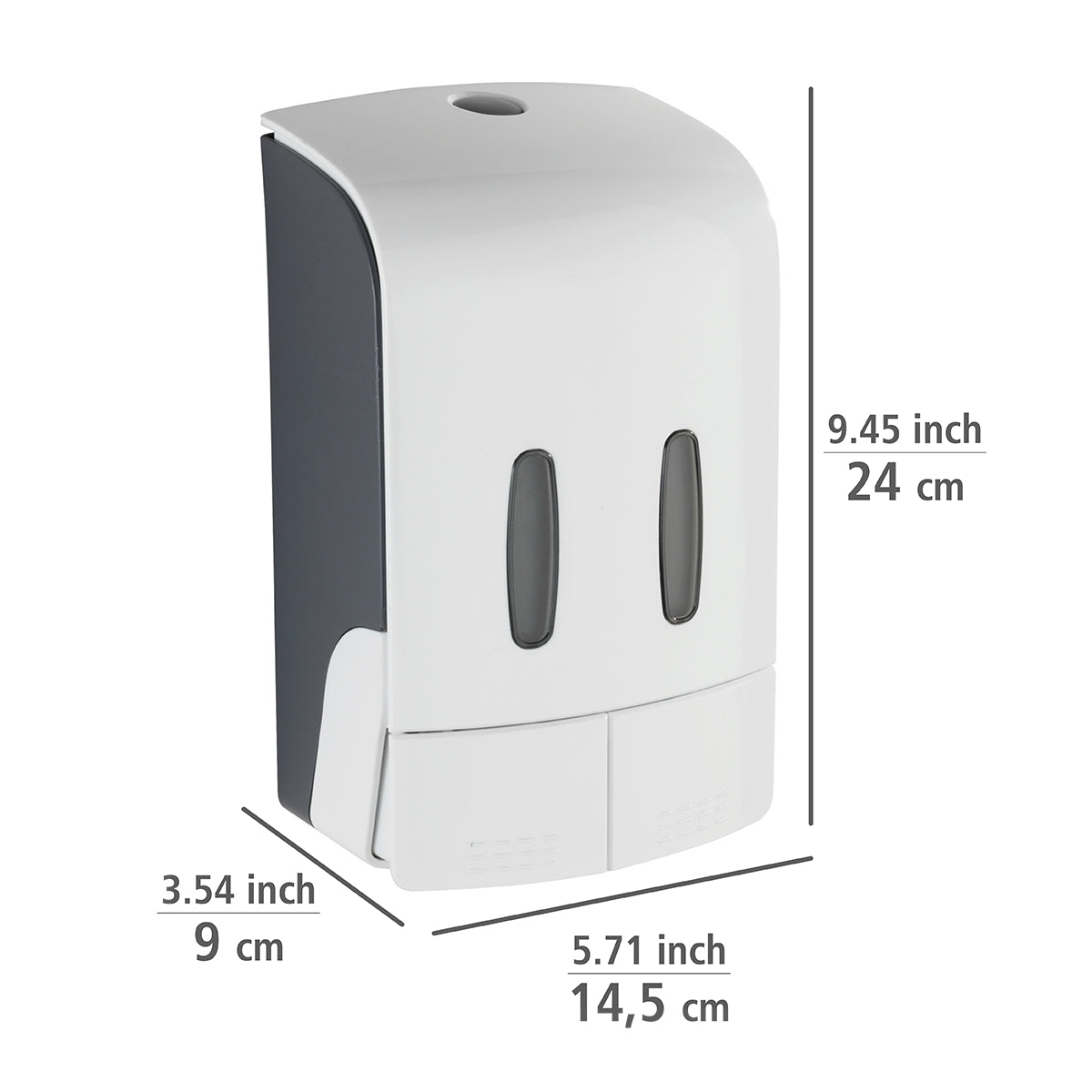 2-CHAMBER DISINFECTANT/SOAP DISPENSER - TARTAS - WHITE