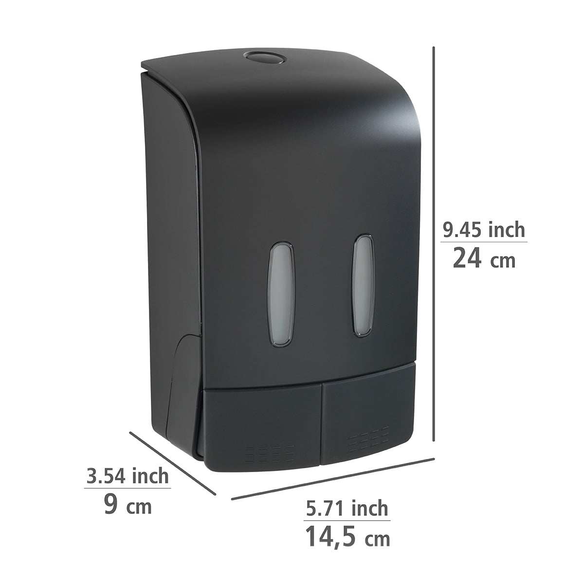 2-CHAMBER DISINFECTANT/SOAP DISPENSER - TARTAS - BLACK