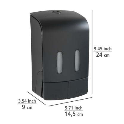 2-CHAMBER DISINFECTANT/SOAP DISPENSER - TARTAS - BLACK