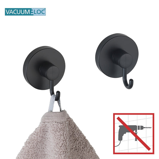 VACUUM-LOC® HOOK - SET OF 2 - BLACK - NO DRILLING