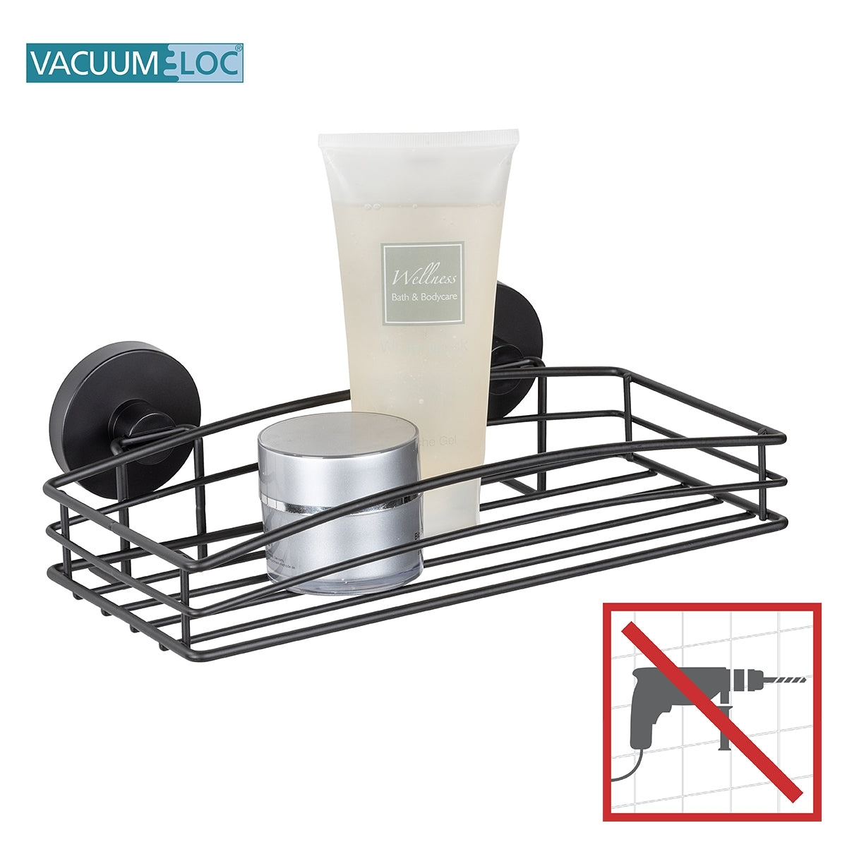 VACUUM-LOC® WALL SHELF - BLACK - WALL SHELF - NO DRILLING