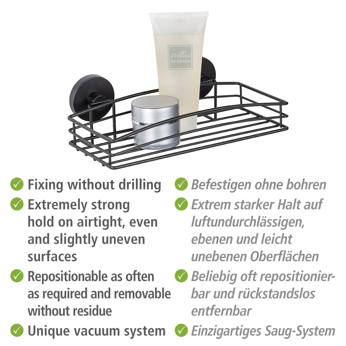 Vacuum-Locâ® Wall Shelf - Black - Wall Shelf - No Drilling