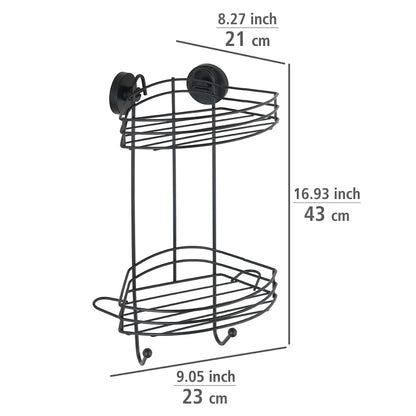 VACUUM-LOC® 2-TIER CORNER RACK - BLACK - WALL SHELF - NO DRILLING