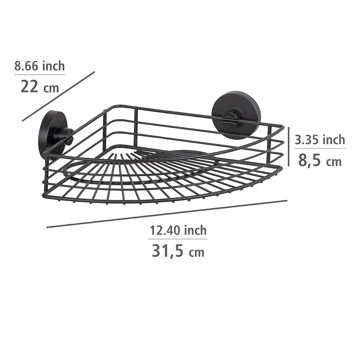 Vacuum-Locâ® Corner Shelf - Bari - Black - Wall Shelf - No Drilling