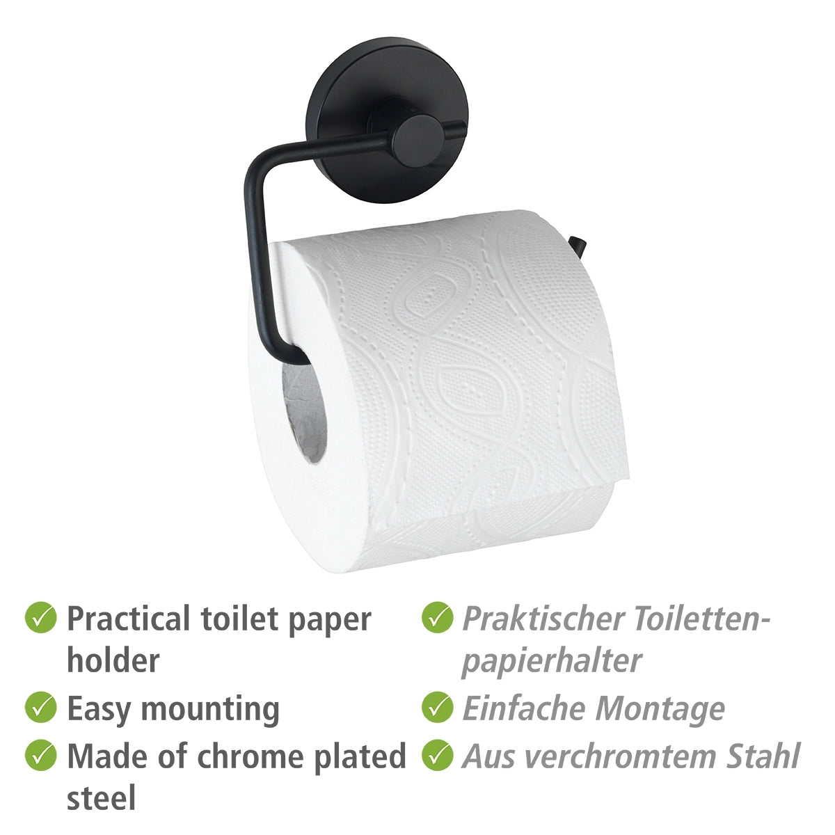 Vacuum-Locâ® Toilet Paper Holder - Milazzo - Black - No Drilling
