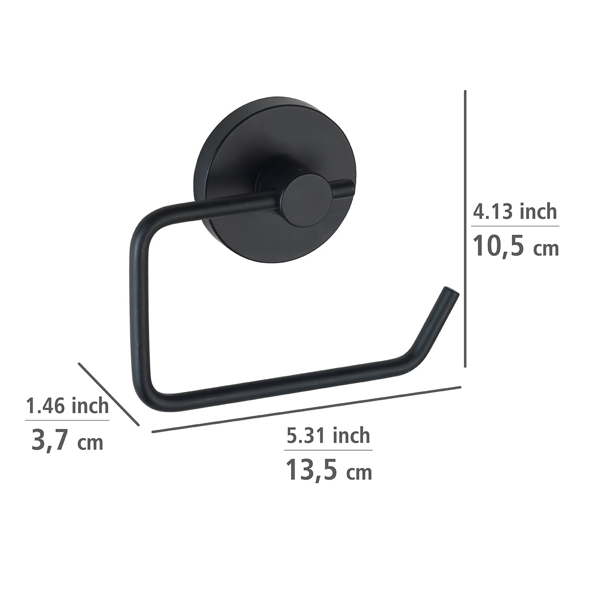 VACUUM-LOC® TOILET PAPER HOLDER - MILAZZO - BLACK - NO DRILLING