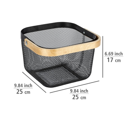 BATHROOM BASKET - PADUA RANGE - BAMBOO / STEEL