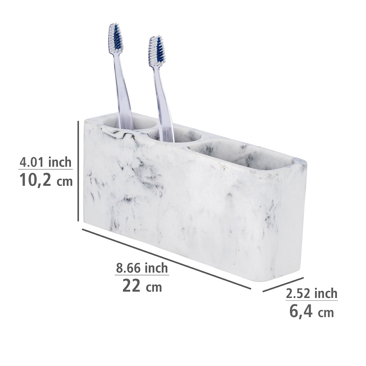 UNIVERSAL HOLDER - DESIO - MARBLE-LOOK POLYRESIN - WHITE/GREY