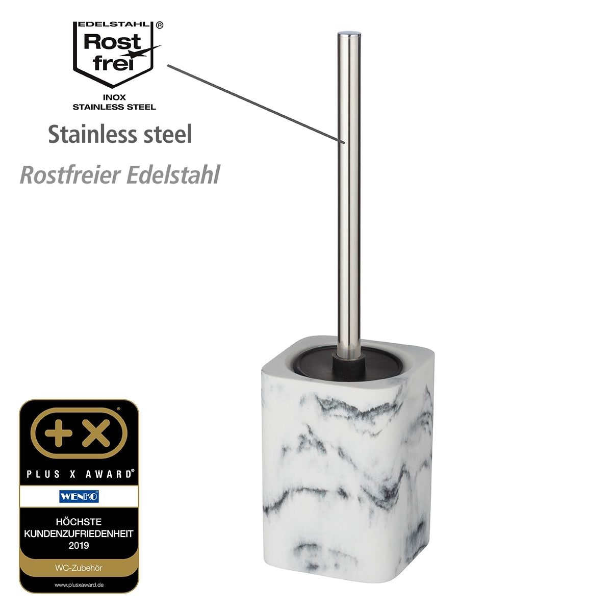 Toilet Brush - Desio - Marble-Look Polyresin - White/Grey