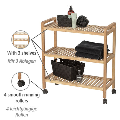 3-TIER ROLLER TROLLEY SHELF - NORWAY RANGE - WIDE