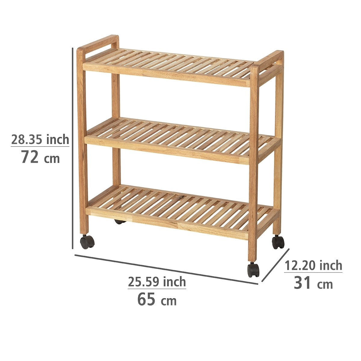 3-TIER ROLLER TROLLEY SHELF - NORWAY RANGE - WIDE