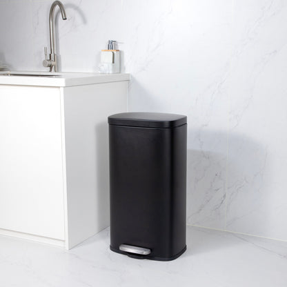 MODENA RECTANGLE  5L + 30L STEEL PEDAL BIN SET - BLACK MATTE