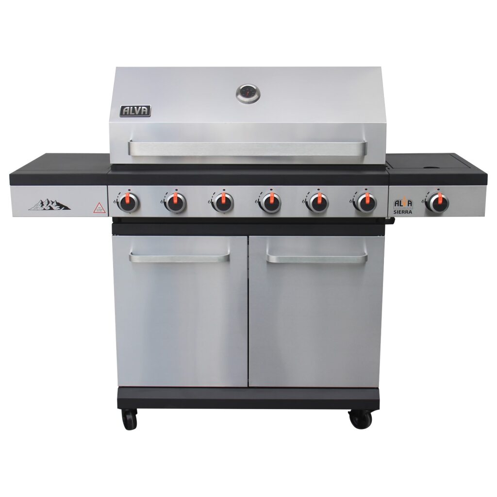 Sierra-6 Burner BBQ With Side Burner – Stainless Steel / Black + FREE TOOL SET