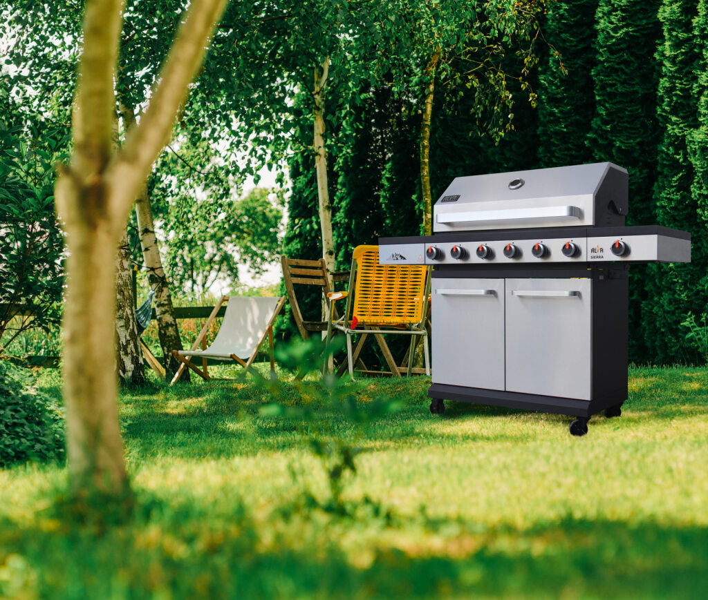 Sierra-6 Burner BBQ With Side Burner – Stainless Steel / Black + FREE TOOL SET