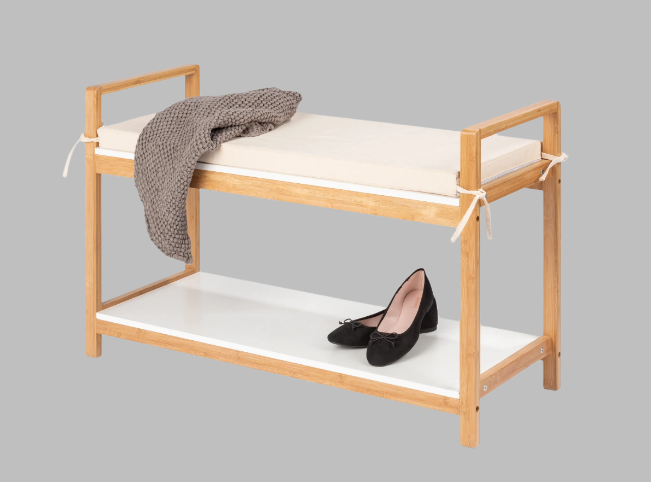Shoe Bench With Cushion - Finja - Bamboo