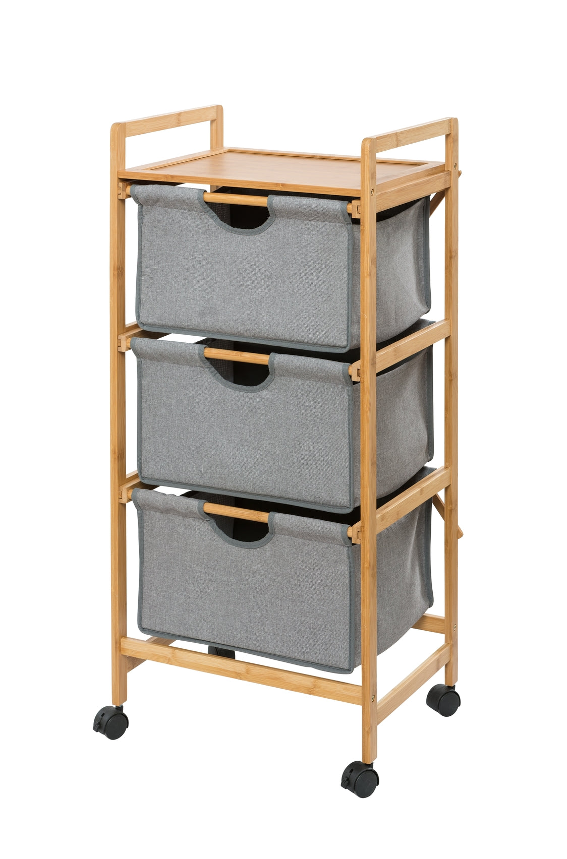 Laundry Trolley - 3 Drawer - Bahari - Bamboo Grey