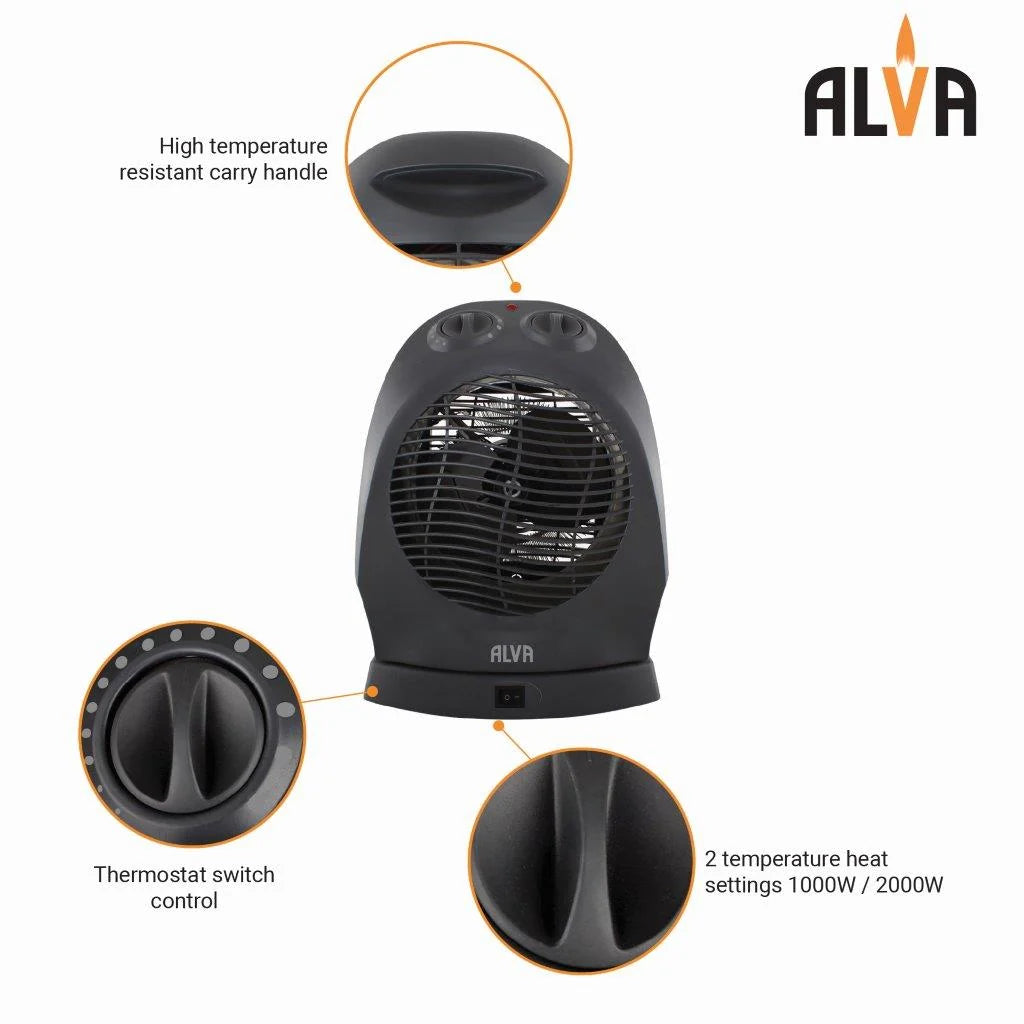 Electric Fan Heater | 2000W | Oscillation | Black