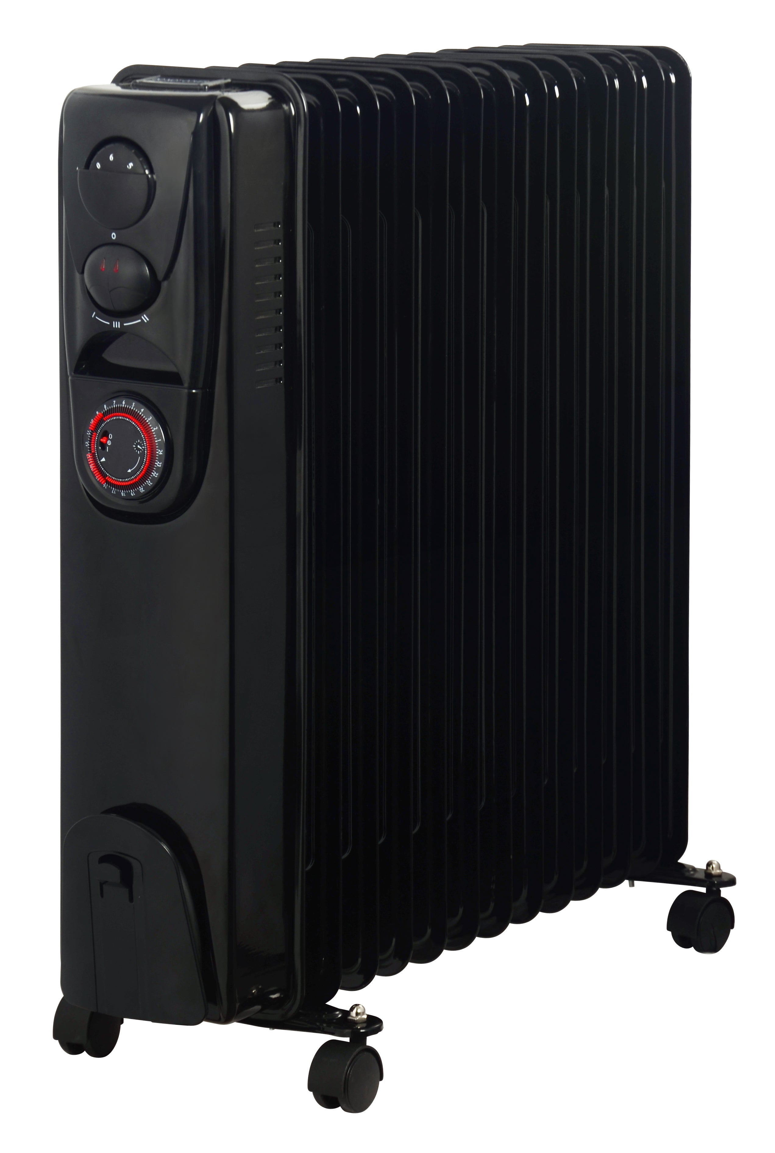 13 Fins 2500W Oil Filled Heater - Timer Function - Glossy Black