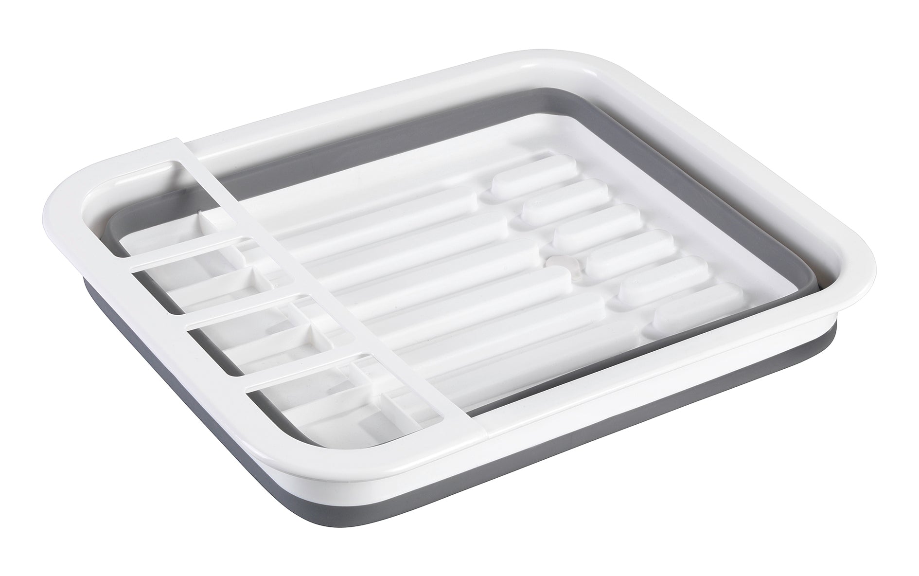 Dish Rack Foldable Silicone - 36X13X31 - White/Grey
