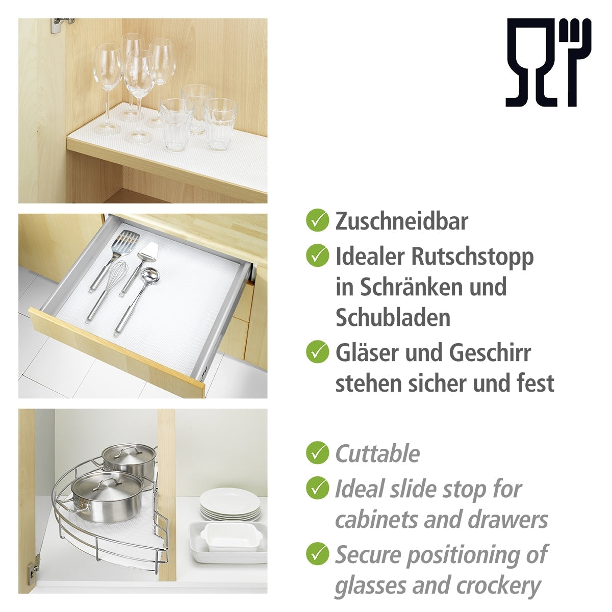 Slip Stop Mat - White - 150x50cm Roll