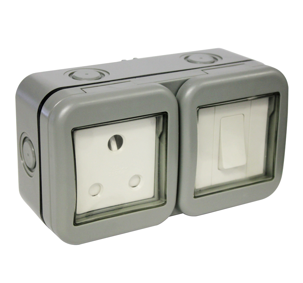IP55 Single Outdoor Switch & Sa Socket (1 x 3 Pin)