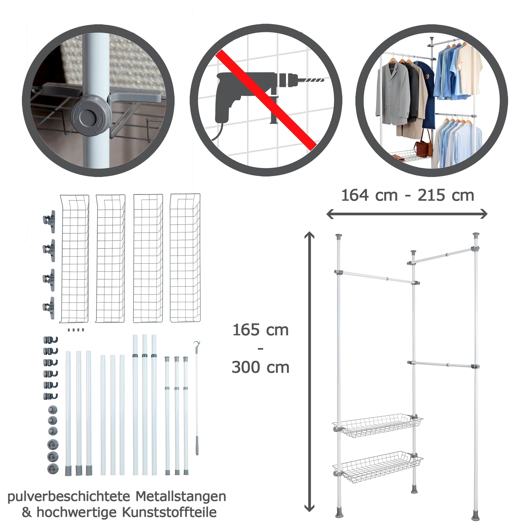 Herkules Duo Telescopic Clothes Rack System