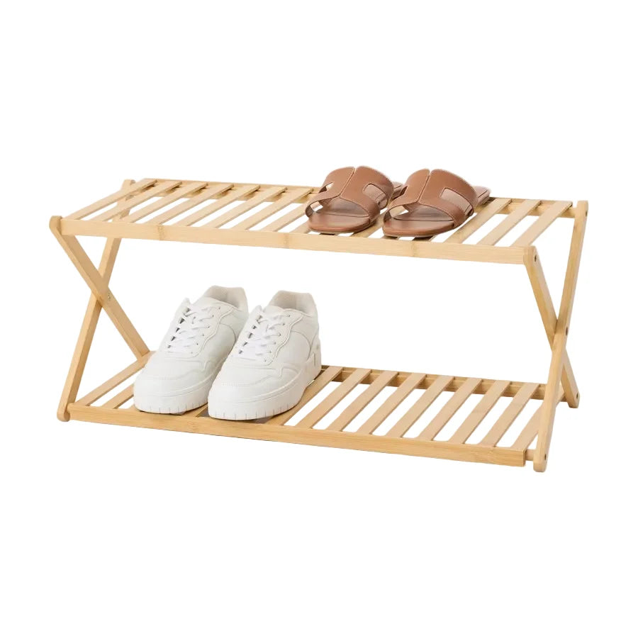 Shoe Storage Rack | 2-Tier | Bamboo | Foldable