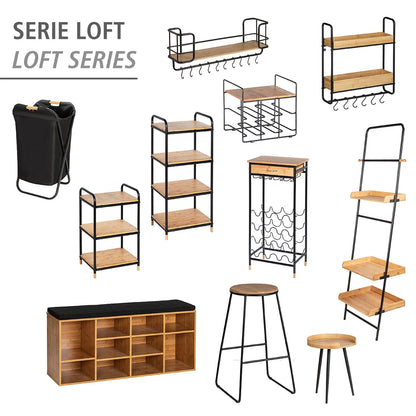 3-TIER SHELVING UNIT - LOFT - METAL & BAMBOO