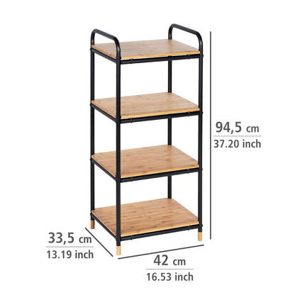 4-TIER SHELVING UNIT - LOFT RANGE - BAMBOO & METAL