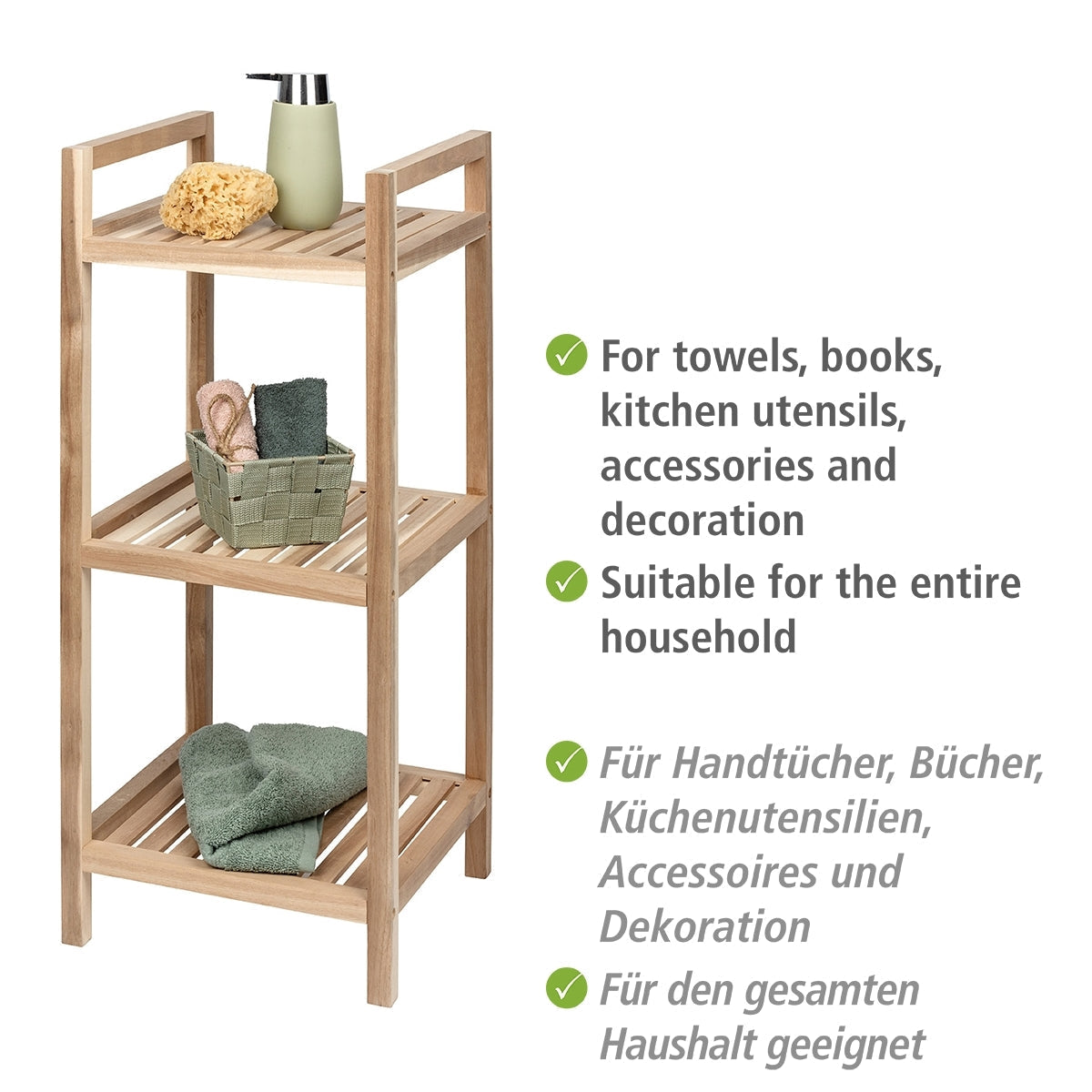 3-TIER SHELVING UNIT - ACINA RANGE - ACACIA WOOD