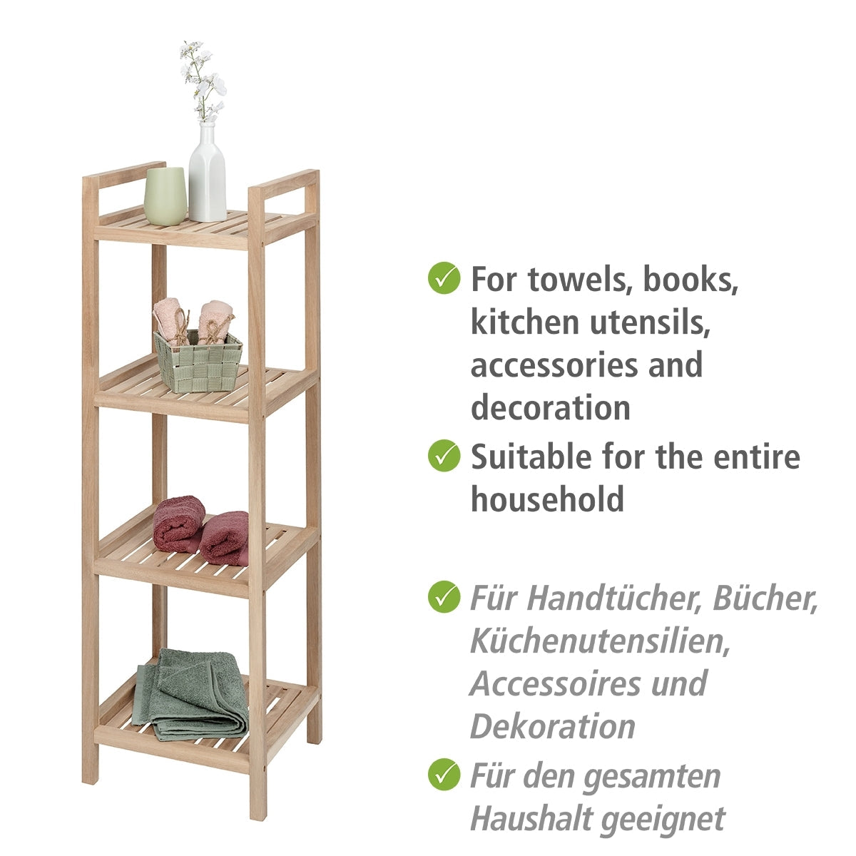 4-Tier Shelving Unit - Acina - Acacia Wood