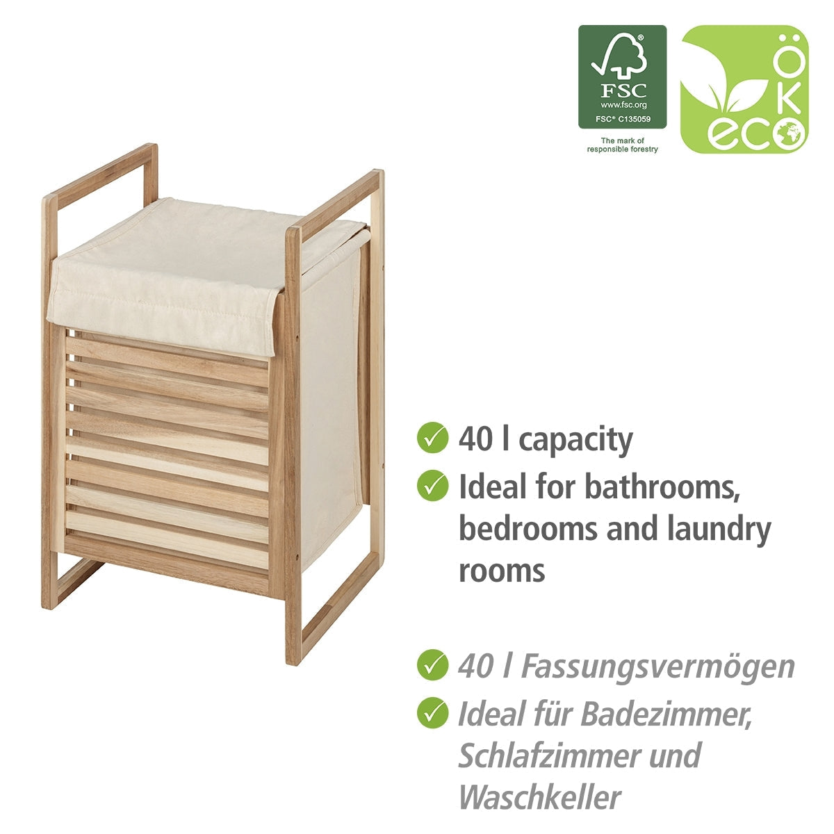 Laundry Basket - Acina - Acacia Wood