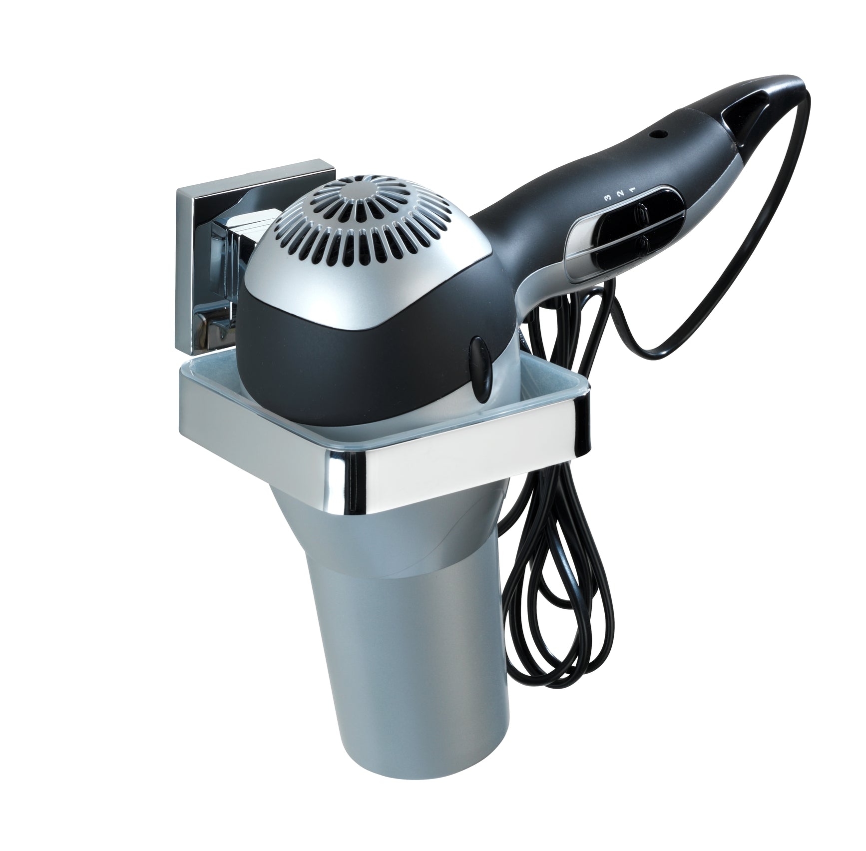 Vacuum-Loc Hair Dryer Holder Quadro Range - S/Steel - No Drilling