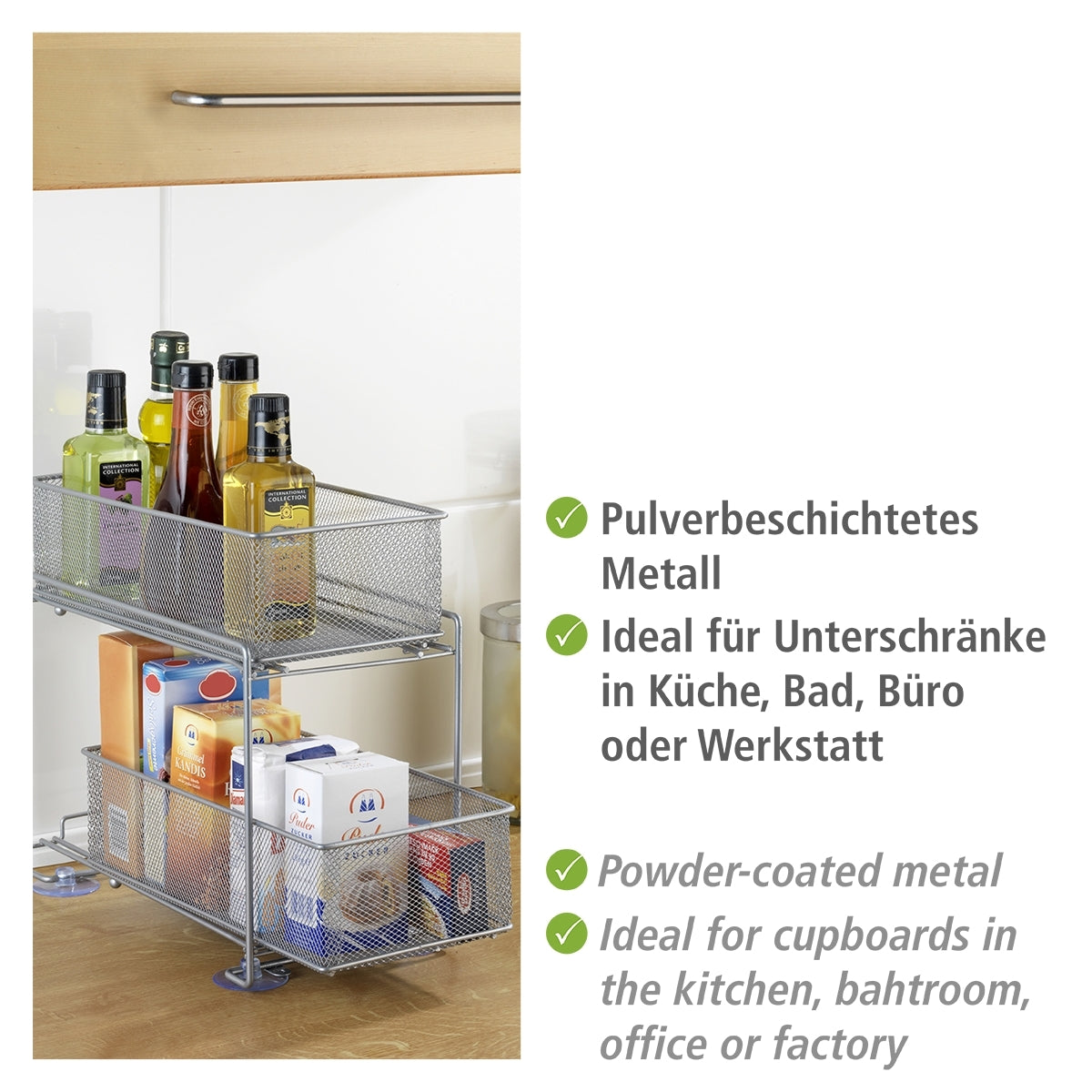 2 Drawer & Counter Storage Stand - Metal - Gioma