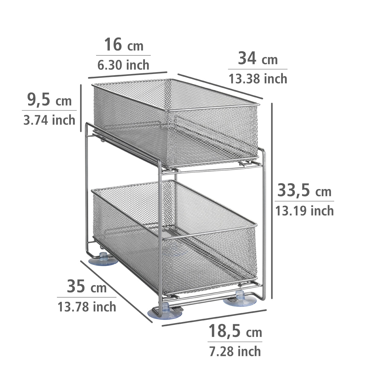 2 DRAWER & STAND - MESH METAL - SILVER MATT - GIOMA