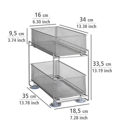 2 DRAWER & STAND - MESH METAL - SILVER MATT - GIOMA