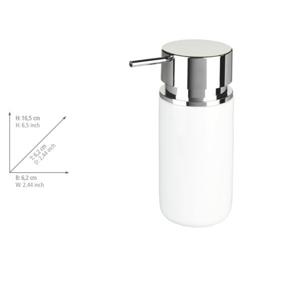 SOAP DISPENSER - SILO - CERAMIC - WHITE / CHROME