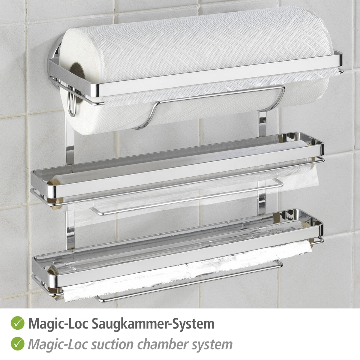 MAGIC-LOC KITCHEN ROLL HOLDER - TRIO - NO DRILLING