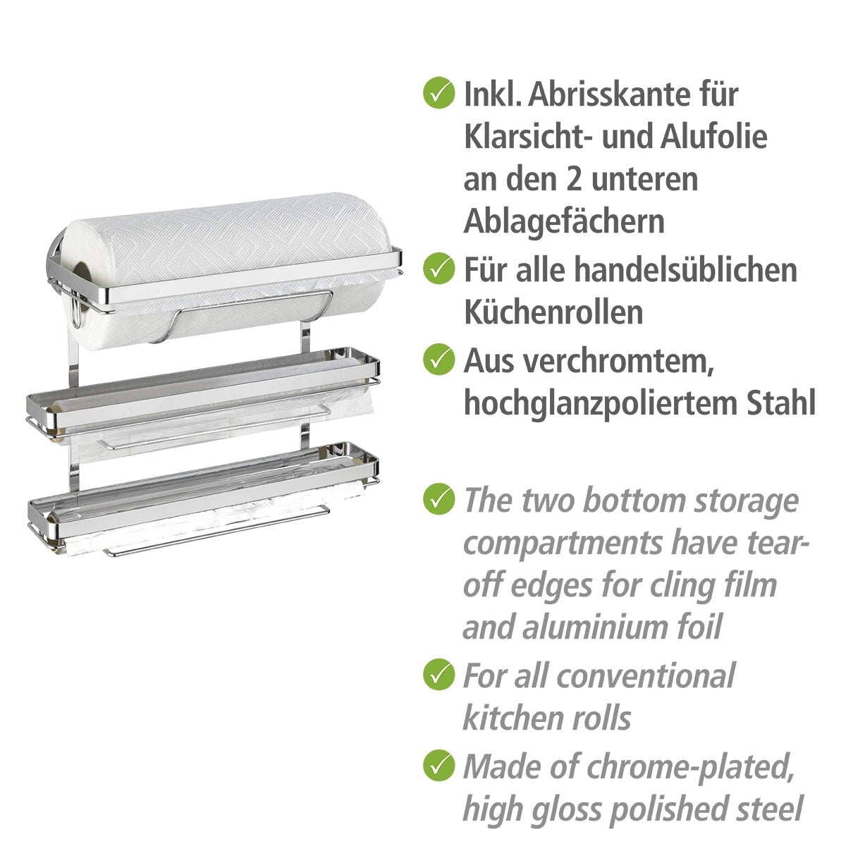 Magic-Loc Kitchen Roll Holder - Trio - No Drilling