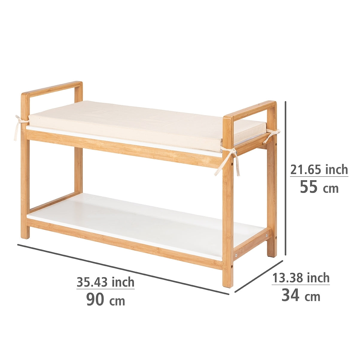 Shoe Bench With Cushion - Finja - Bamboo