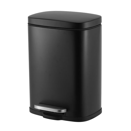 MODENA RECTANGLE  5L STEEL PEDAL BIN  -  BLACK MATTE