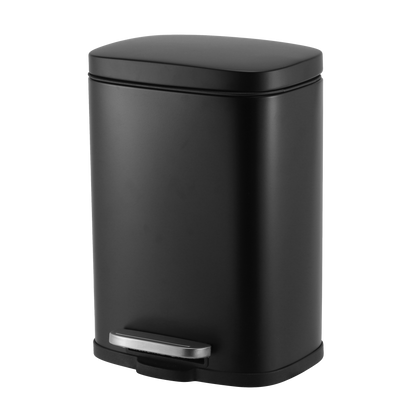 MODENA RECTANGLE  5L STEEL PEDAL BIN  -  BLACK MATTE