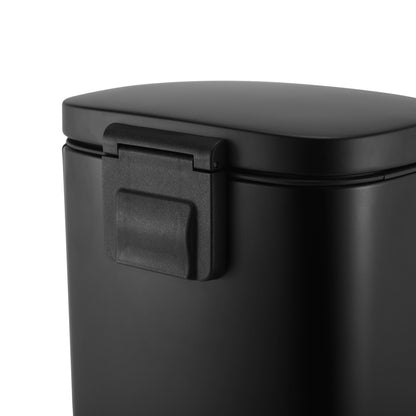 MODENA RECTANGLE  5L STEEL PEDAL BIN  -  BLACK MATTE