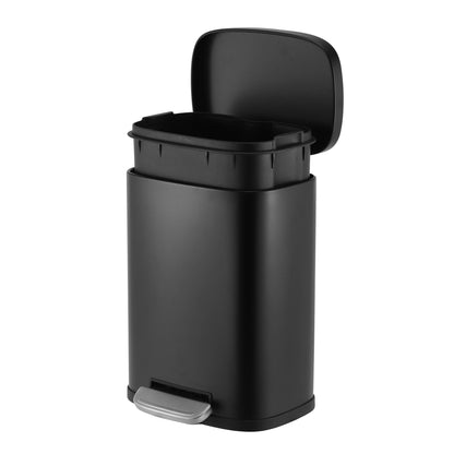 MODENA RECTANGLE  5L STEEL PEDAL BIN  -  BLACK MATTE