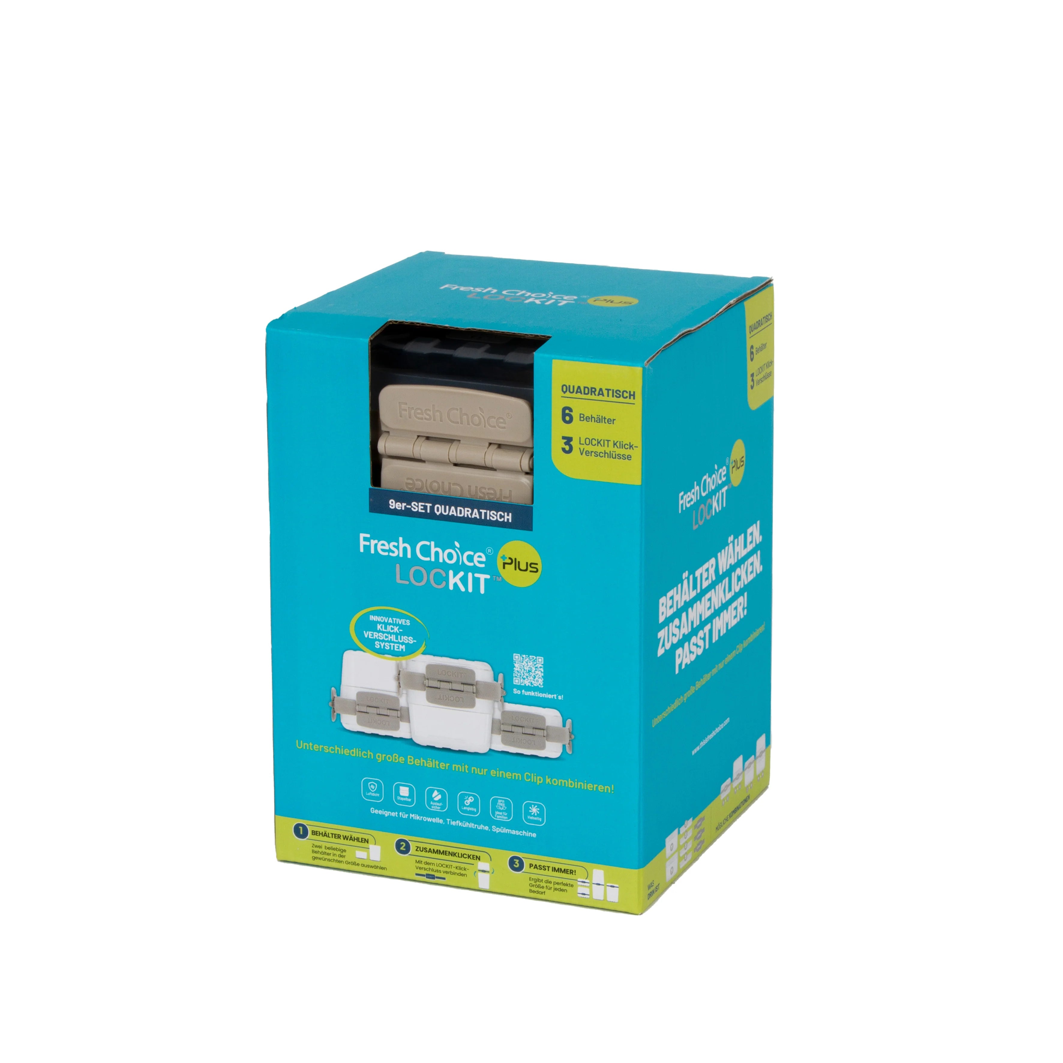 Fresh Choice | Lockit Square Sml Med 9-Piece Set | Modular Food Storage