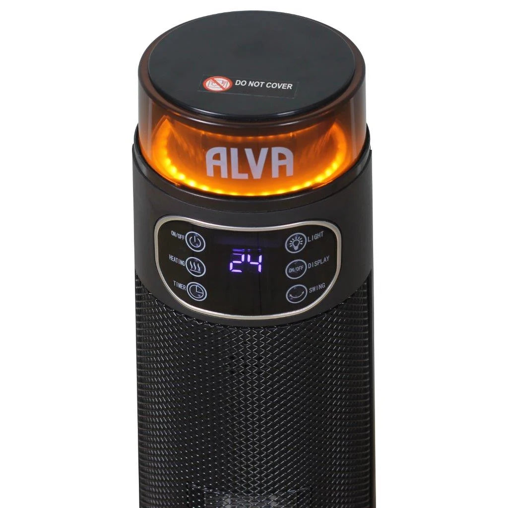 Electric Tower Fan Heater | Light Effect Design | LED Display Panel | Remote Control